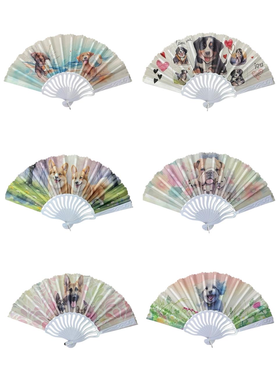 Abanicos Decorativos con Perros x 12 Estrella Deco