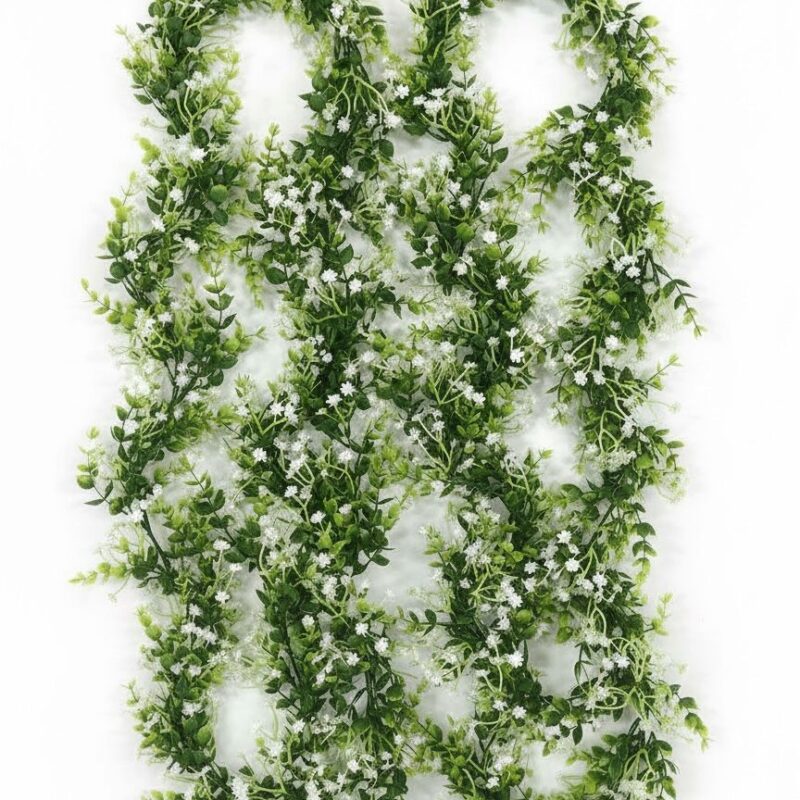 Guirnalda Gipsofila Con Hojas Verdes Enredadera Decorativa Estrella Deco