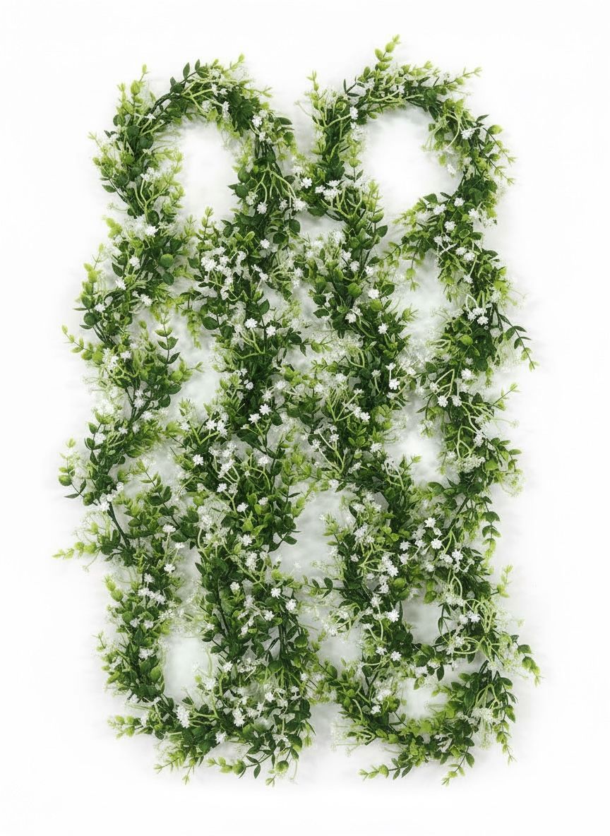 Guirnalda Gipsofila Con Hojas Verdes Enredadera Decorativa Estrella Deco