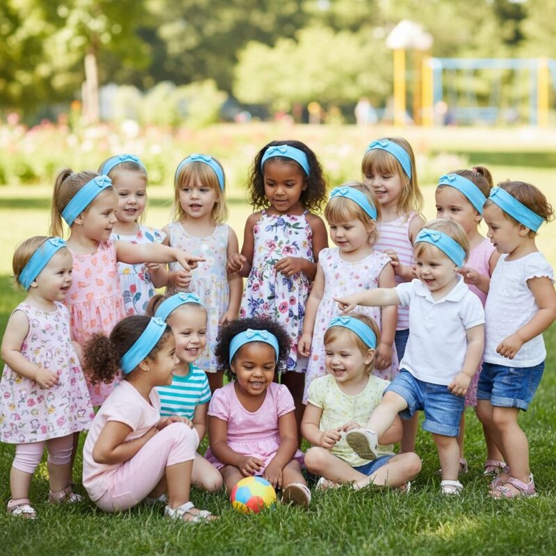 Pack x 12 Vincha Moño Infantil Argentina Celeste Blanca Elástica Mundial Fútbol