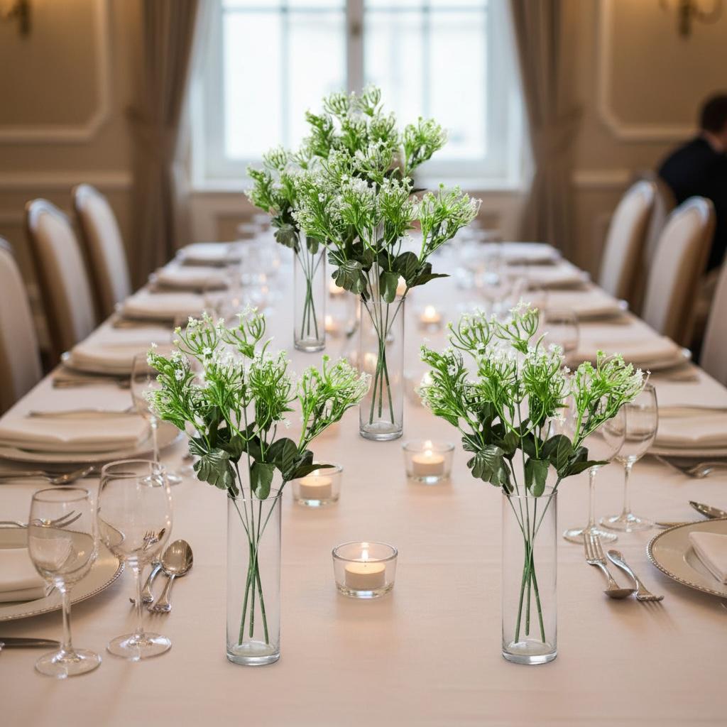 Ramos Gipsofila Flores Blanca Relleno Decoración Centro De Mesa Hogar Eventos - Imagen 4