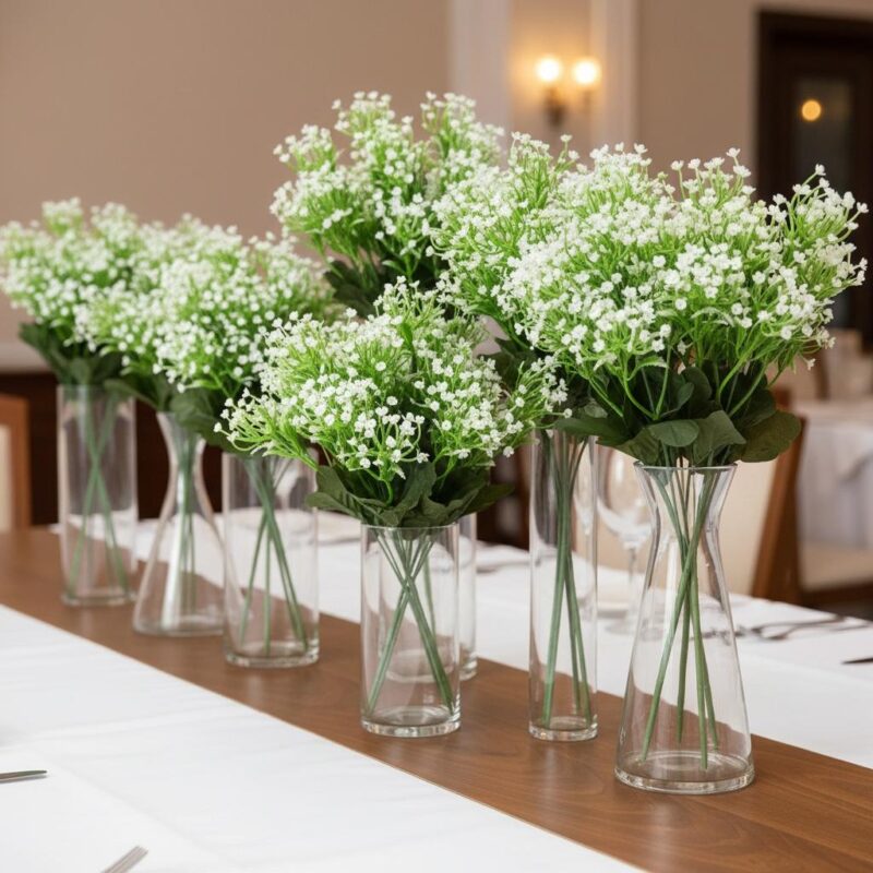 Ramos Gipsofila Flores Blanca Relleno Decoración Centro De Mesa Hogar Eventos