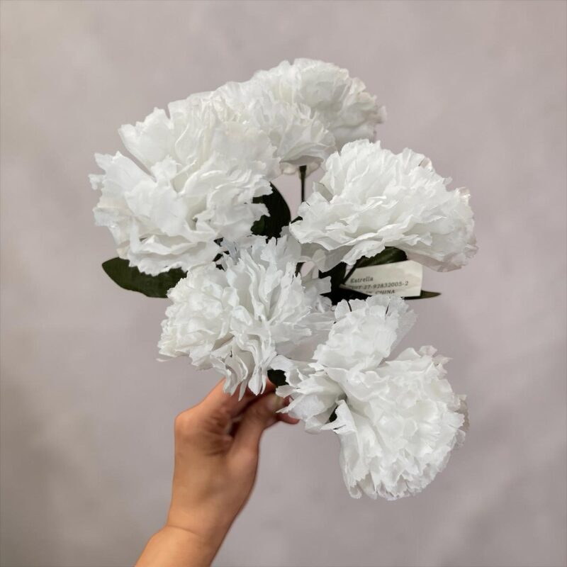 Ramo Claveles Blancos Artificiales Realistas Decoración Centro De Mesa Cementerio Hogar