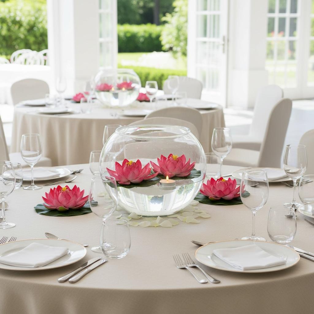 Flor De Loto Flotante Fucsia 16cm Premium Deco Zen - Imagen 2
