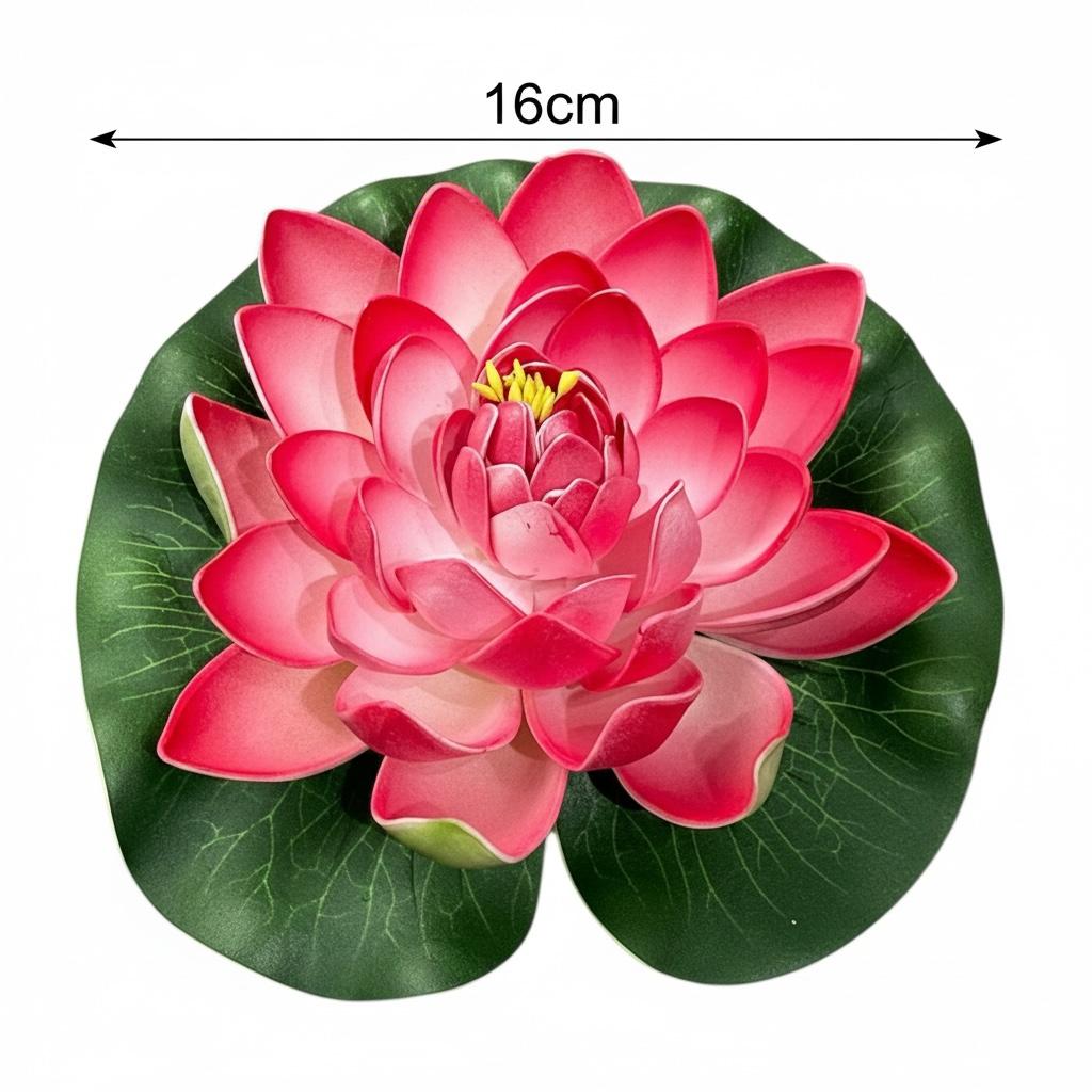 Flor De Loto Flotante Fucsia 16cm Premium Deco Zen - Imagen 3