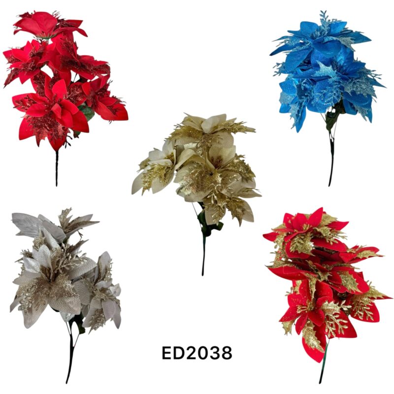 Ramo Estrella Federal Artificial 5 Flores 30cm Navidad ED2038